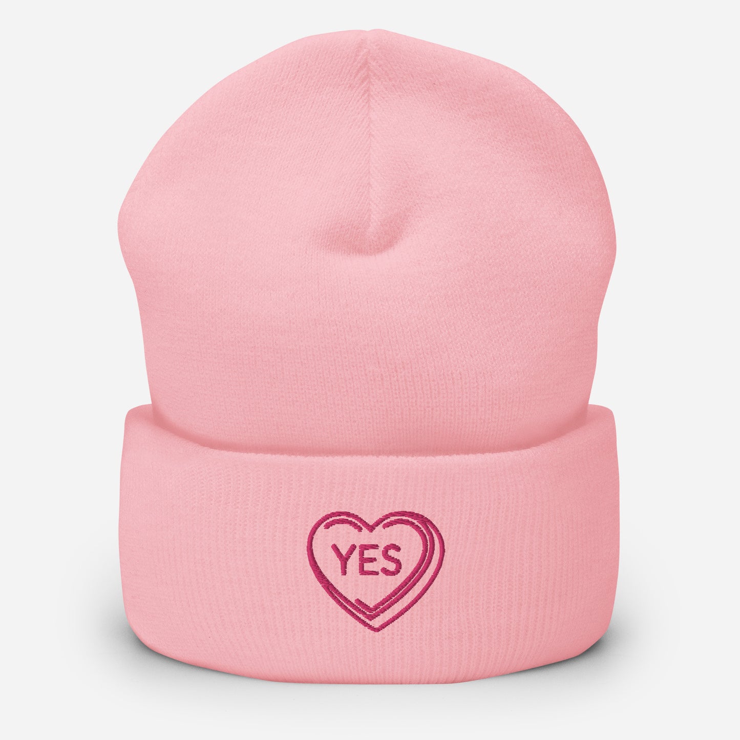 "Yes" snuggly cuffed beanie