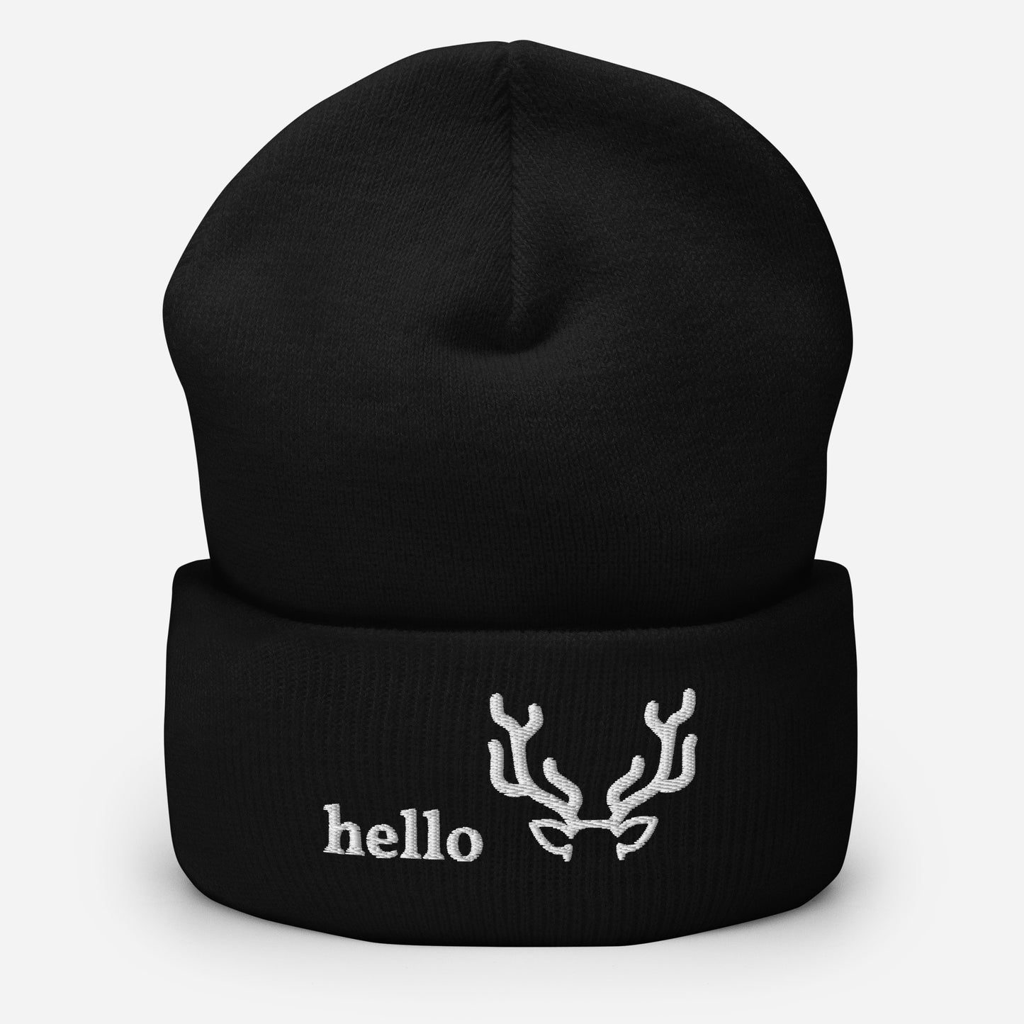 "Hello" snuggly cuffed beanie