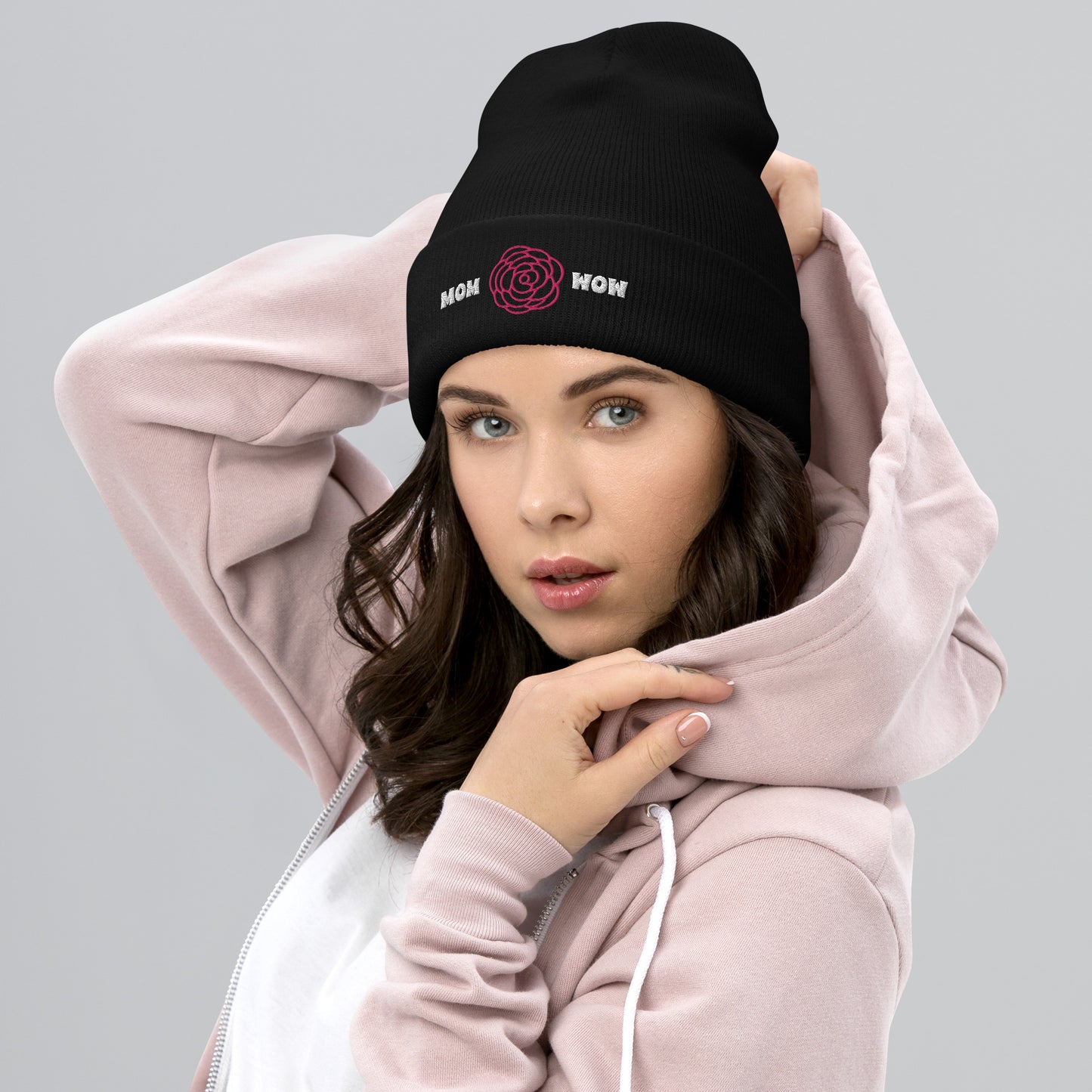 "MOM WOW" snuggly cuffed beanie