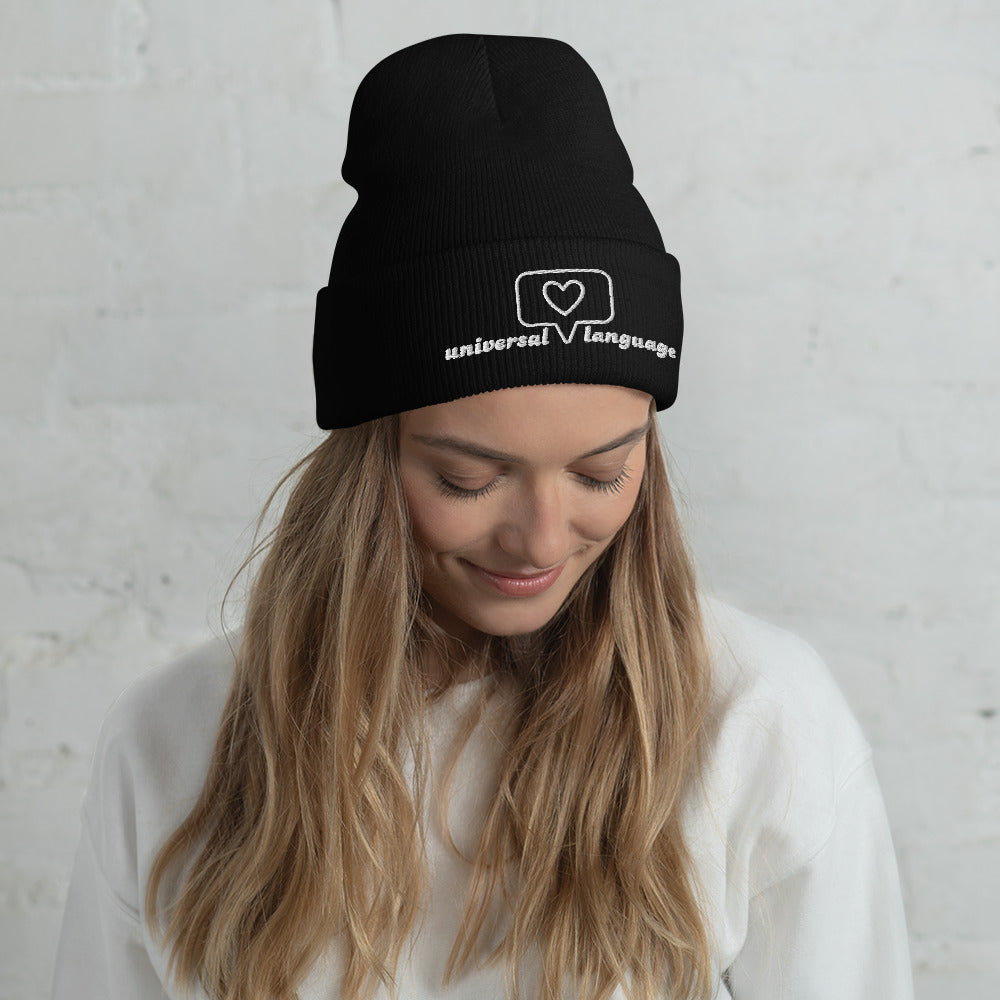 "Universal Language" snuggly cuffed beanie