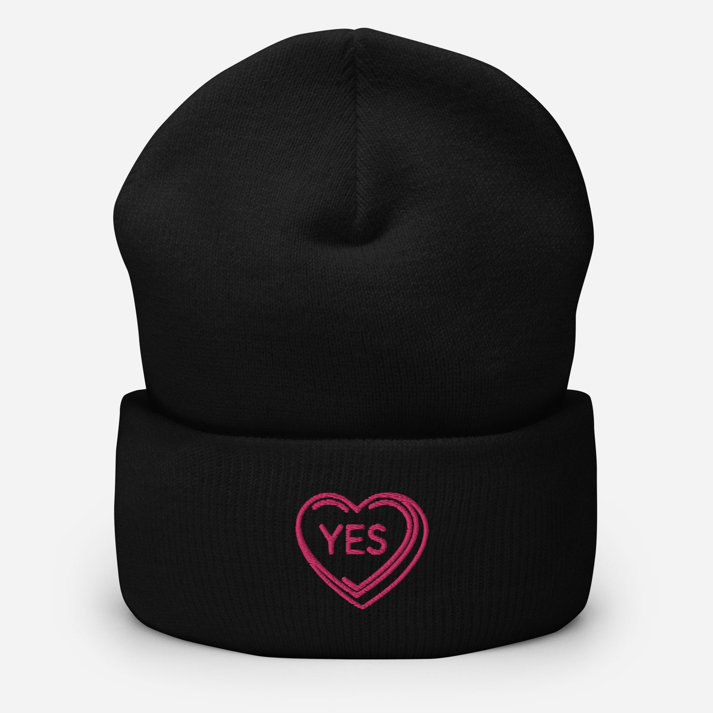 "Yes" snuggly cuffed beanie