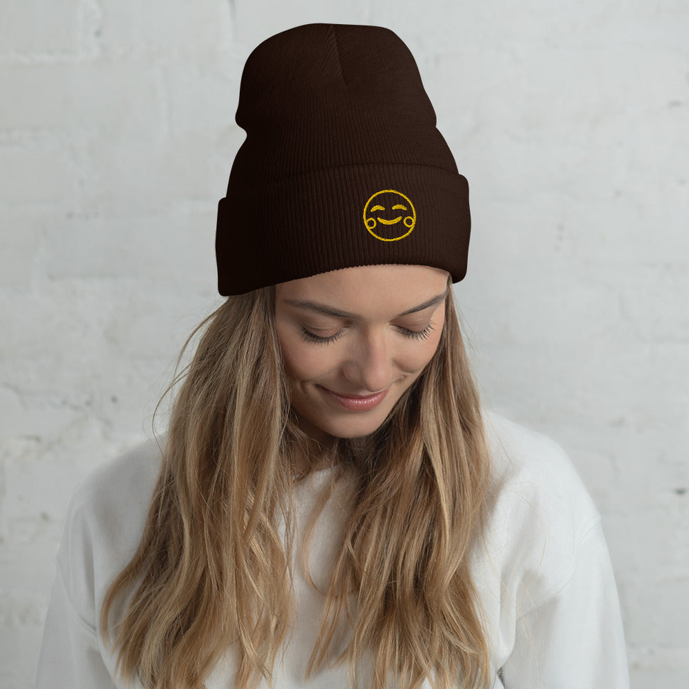 "Happiness" snuggly cuffed beanie