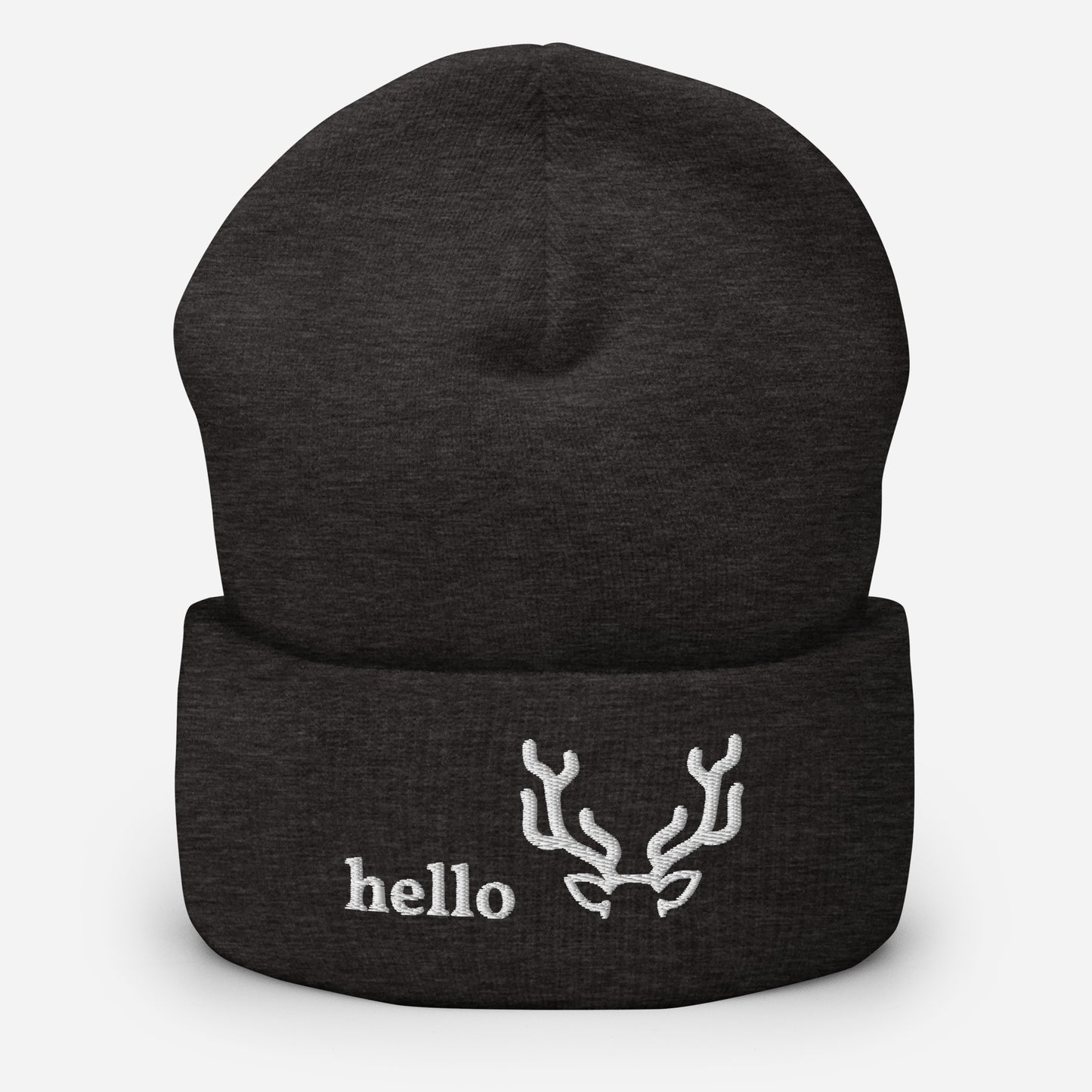 "Hello" snuggly cuffed beanie