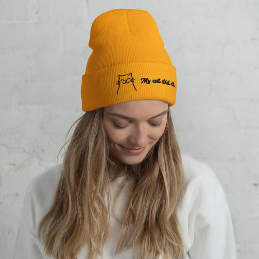 "Cat Rules" snuggly cuffed beanie