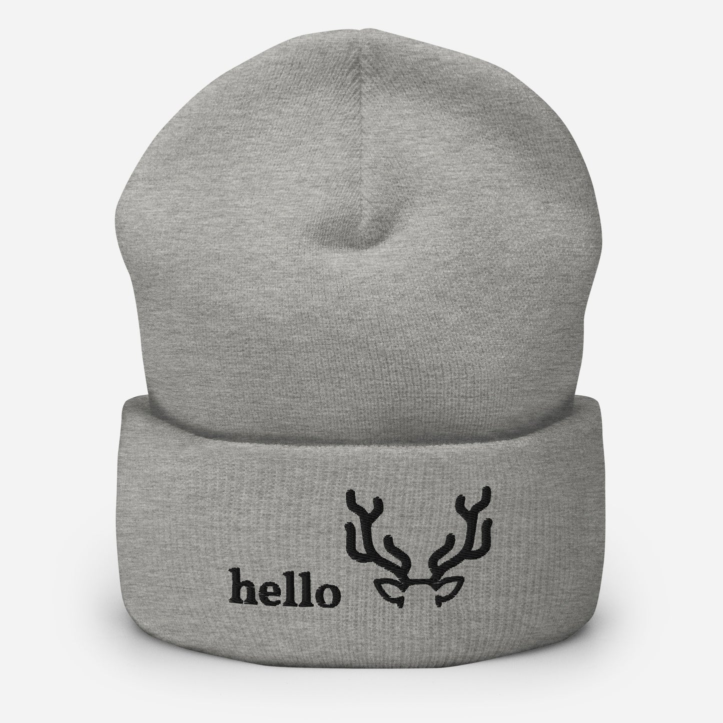 "Hello" snuggly cuffed beanie