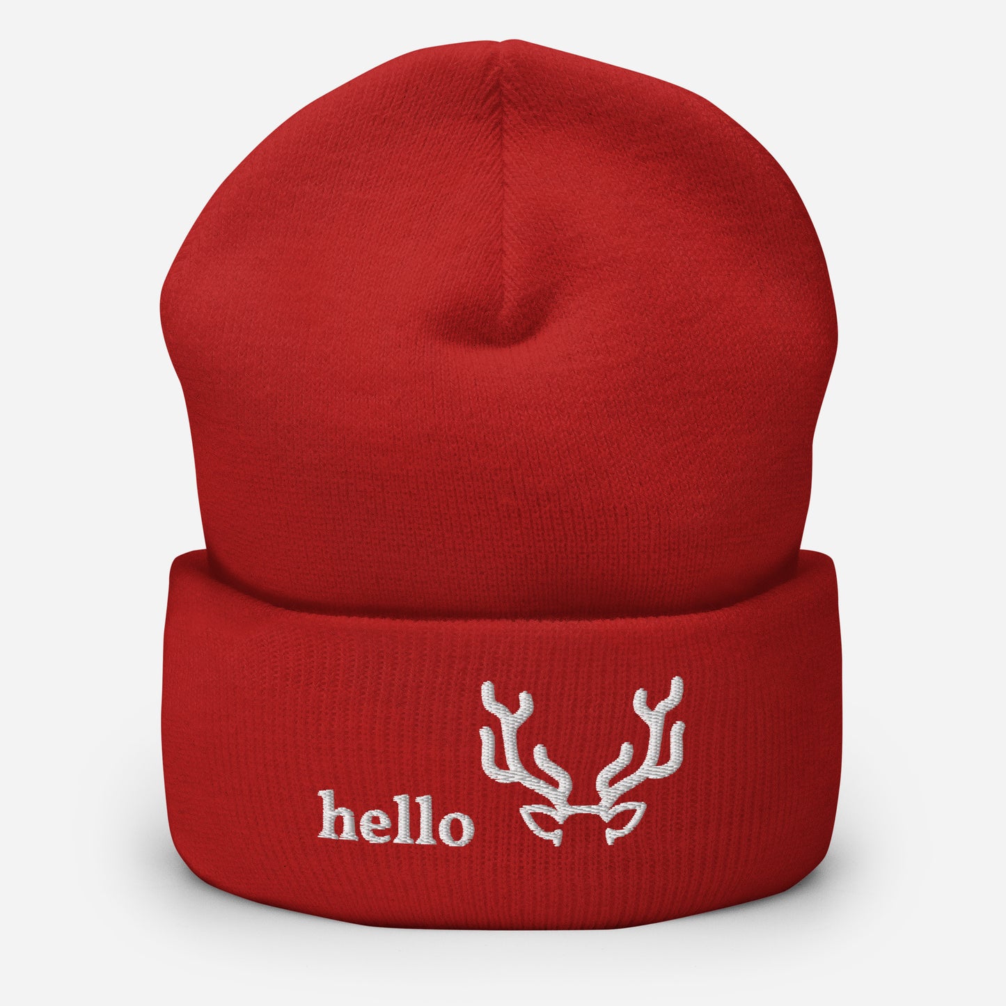 "Hello" snuggly cuffed beanie