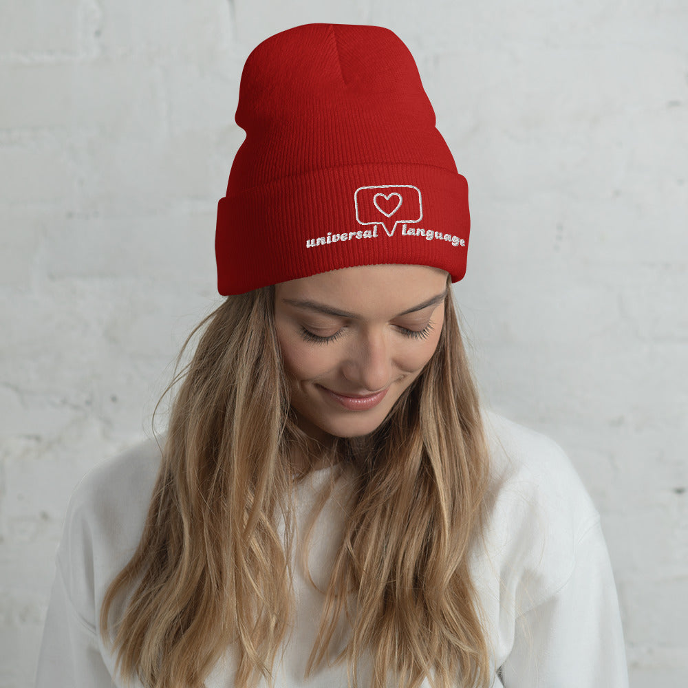 "Universal Language" snuggly cuffed beanie