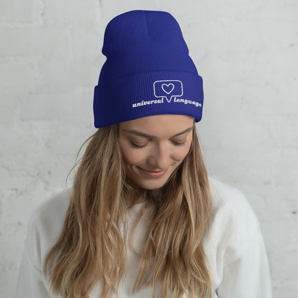 "Universal Language" snuggly cuffed beanie