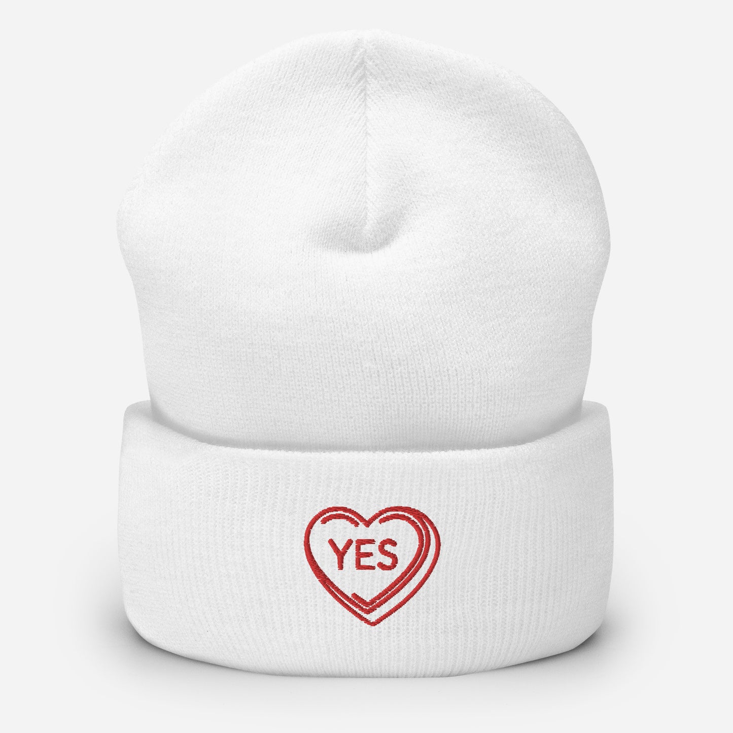 "Yes" snuggly cuffed beanie