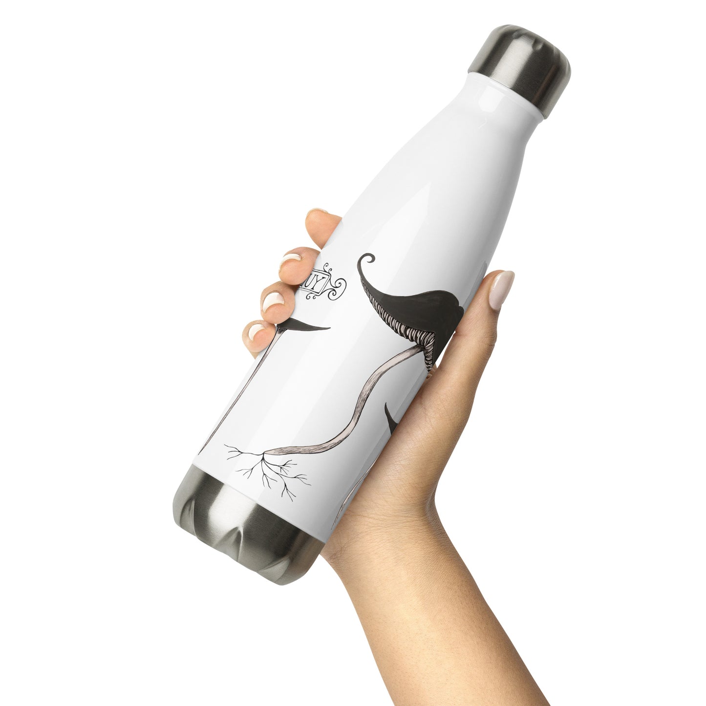 "Funguy" stainless steel water bottle